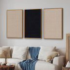 Tinonedraw Mid Century Modern Framed Canvas Wall Art Set of 3, Neutral Abstract Art Prints, Black and Brown Geometric Minimalist Wall Decor for Living Room Bedroom Office Dining Room 16"x24"x3