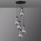 Raindrop 5 Light Cluster Pendant Lights, Black High Ceiling Chandeliers Adjustable, Living Room Pendant Light, Foyer Chandeliers, Stairwell Pendant Lighting, Bedroom Chandelier,E12 including bulb