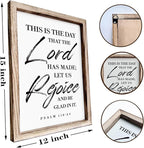 Christian Wooden Wall Sign, Front Door Signs Decor, Home Decor for Porch, Framed Wall Plaque Sign 15 * 11.5 inches, Housewarming Gift, This is the Day that the Lord had Made