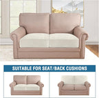 H.VERSAILTEX Velvet Stretch Couch Cushion Cover Plush Cushion Slipcover for Chair Loveseat Sofa Cushion Furniture Protector Seat Cushion Sofa Cover (2 Piece Medium Sofa Cushion Covers, Porcelain)