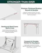 Frylr Small Folding Computer Desk – Portable 35.8 Inch Foldable Laptop Table, Collapsible and Compact for Easy Storage and Fast Setup, Lightweight for Small Spaces, Craft and Study Use, White Ash