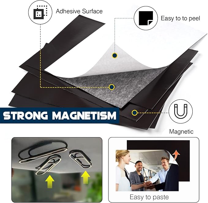 24 Pack Picture Magnets for Refrigerator,More Solution Display Your Photos-12 Pieces Picture Fridge Frames and 12 Pieces Adhesive Magnetic Sheet