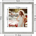 Vittanly 12x12 Picture Frames Set of 9, Shatter Resistant Plexiglass, Display 8x8 Pictures with Mat or 12x12 without Mat, Photo Frames for Wall Mount, Engineered Wood, Grey