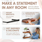 Homeforia 18 inch Floating Shelf Oak, High End Solid Real Wood 18inch Long Floating Shelves for Wall Mounted, Honey Oak Wooden 18in Floating Shelves, Heavy Duty Bracket, 18 X 6.5 X 1.75 inch, Set of 3