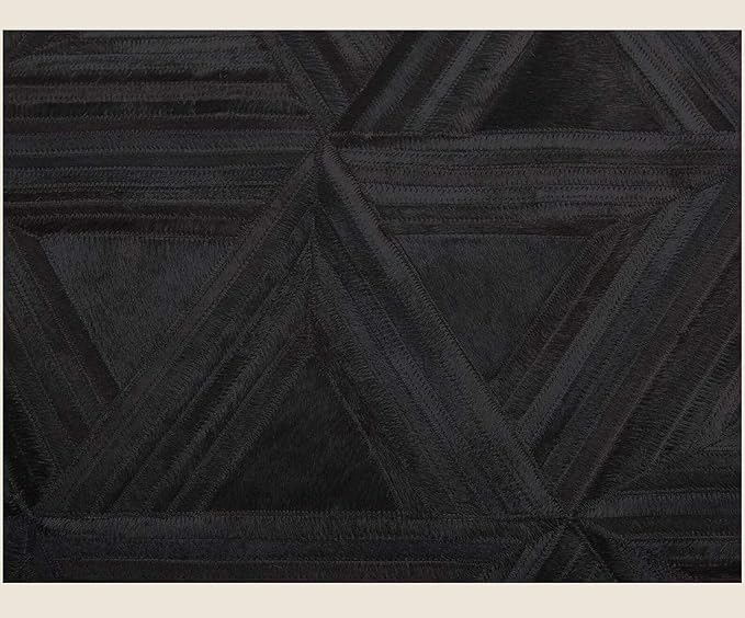 SN AlefHomeBlack Round Rug – Anti-Slip Modern Area Carpet with Textured Geometric Pattern for Living Room Bedroom Dining – Soft Durable Fabric (7x7 ft)