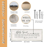 Holy Spirit You are Welcome Here Wall Decor Art 32x12 Inch Large Christian Song Bible Verse Plaque Wood Framed Sign Living Room Scripture Quote Religious For Office Wall Hanging (White)