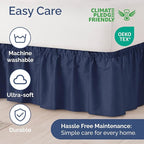 Wrap Around Dust Ruffle Bed Skirt - Navy Blue - Twin/Twin XL Size Beds with 18 Inch Drop - Elastic Strap - Adjustable Pleated Bedskirt with Brushed Fabric and Wrinkle Free - Women, Men, Kids & Teens