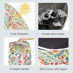 LVTXIII Inflatable Stool Ottoman Footrest with Handle, Decorative Fade-Resistant Foot Stool, Indoor or Outdoor Pouf for Home Patio Garden and Camping Use, D21 x W 21 x H9, Warm Paisley