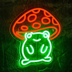 WLHOPE Mushroom Frog Neon Light for Wall Decor - Cute Green Red LED Sign for Bedroom, Kids Room, Home, Bar, Party, Classroom, Game Room