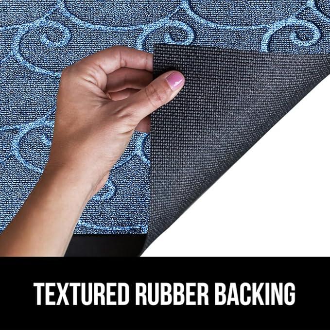 GORILLA GRIP 100% Waterproof All-Season WeatherMax Doormat, US Designed Natural Rubber, Stain and Fade Resistant, Low Profile Indoor Outdoor Door Mats, Easy Clean Patio Mat, 17x29, Ocean Blue Waves