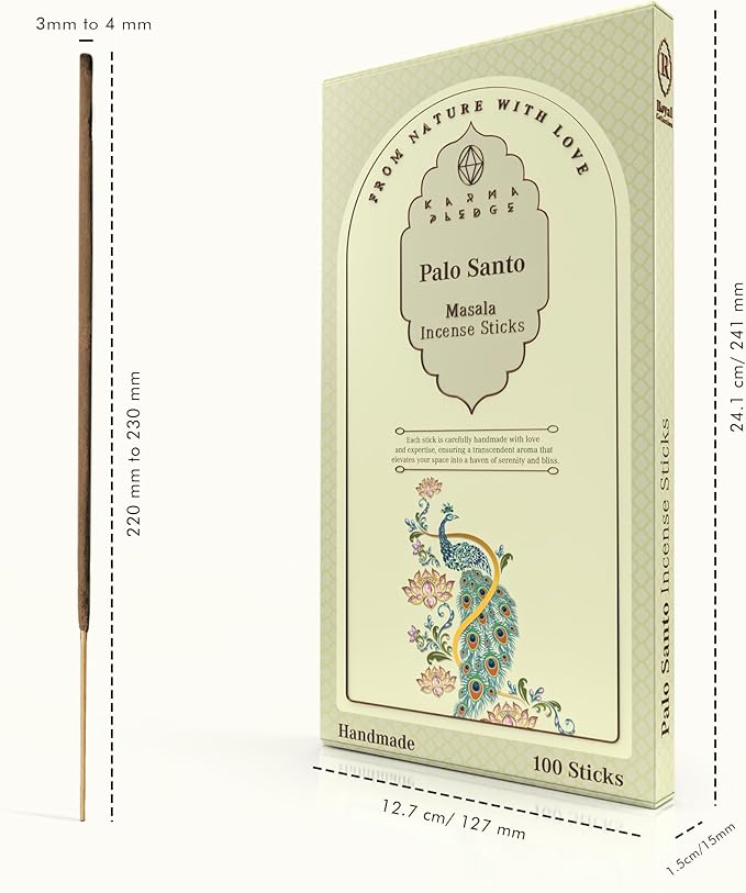 Incense Sticks, Palo Santo Incense, Pack of 100 Stick, Hand Rolled Aromatic Masala Made with Natural Ingredients, 45-60 Minute Burn Time, Best for Home Fragrance, Meditation, Yoga, Spiritual Healing