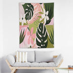 ICMOLYYENLO Tropical Green Plant Tapestry, Green Palm Leaves Natural Landscape Print Wall Tapestry for Bedroom Living Room Dormitory 60x60 Inch