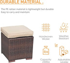 Patiorama 2 Pieces Assembled Outdoor Patio Ottoman, Indoor Outdoor All-Weather Dark Brown Wicker Rattan Outdoor Footstool Footrest Seat with Beige Cushions, No Assembly Required