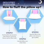 Shatex Medium Firm Pillow, King Size 34 x 20 inch, Adjustable Pillow for Neck Pain Relief，Back Pillow Provide Strong Support for Stomach & Side Sleepers