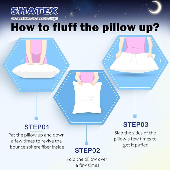 Shatex Extra Firm Pillow Queen Size 28 x 20 inch, Bed Pillow with Adjustable Insert Provides Stronger Support - for Back, Stomach & Side Sleepers.