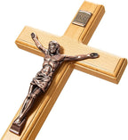 ACHIBANG Catholic Crucifix Wall Cross – 12 Inch Wooden Jesus Cross for Wall, Faithful Christian Cross Wall Gift for Prayer Room, Home, Confirmation or Easter
