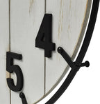 Large Old Town Farmhouse Wall Clock – 24 Inches Rustic Antique Wood with Metal Circle and Large Numerals, Silent Battery Operated Clock for Office, Kitchen, Bedroom, Living Room (Washed White)