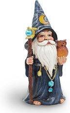 Halloween Solar Gnomes Decoration: 8.7'' Funny Merlin Statue with Owl & Magic Wand for Home Office Party Perfect Collectible Figurines Gift for Womens