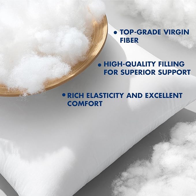 MIULEE 22x22 Pillow Inserts,Set of 2 100% Virgin Microfiber with Cotton Cover Throw Pillows for Couch Sofa and Bed