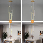 Modern Kitchen Pendant Light Fixture Gold 40W LED Pendant Light 3 Rings Rectangle Chandelier Pendant Lighting for Kitchen Island Living Room Dining Room Bedroom