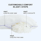 Shredded Memory Foam Pillows Bed Pillows Queen Size Set of 2, Summer Cooling Pillows for Hot Sleepers with Washable Pillowcase, and Winter Soft Dual Sided Pillow for Back Sleepers