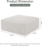 40" Square Stuffed Ottoman Pouf for Sofa Couch, Corduroy Poufs with Foam Chunk Filling, Furry & Fluffy Foot Stool Movable Ottoman. 40 * 40 Floor Poufs Foot Rest for Living Room, Beige