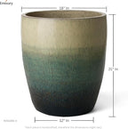 Emissary Bullet 18 in. Bayside Green Ceramic Round Planter (18 in. L x 18 in. W x 21 in. H) with Drainage Hole