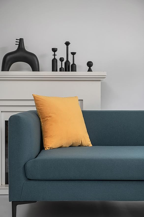 Couch Pillow Covers 16x16 Golden Yellow: 2 Pack Cozy Soft Velvet Square Throw Pillow Cases for Farmhouse Home Decor