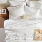 CozyLux Oversized Queen Comforter Set White Seersucker 7 Pieces Bed in a Bag Queen Comforter Set with Sheets, Luxury Soft Bedding Set with Down Alternative Comforter, Sheets, Pillowcases & Shams