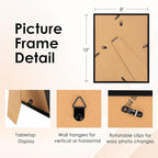 FIXSMITH 8x10 Picture Frame, Black Photo Frame with HD Plexiglass, Display Pictures 5x7 with Mat or 8x10 Without Mat, Picture Frames Collage for Tabletop or Wall Display, 1 Pack
