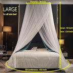 Kertnic Luxurious Bed Canopy for Girls & Adults - Double Layer Princess Canopy with Lace, Round Dome Mosquito Netting for Queen/King Bed Tent (Peacock Blue)