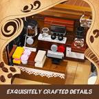 Flower Cafe House Building Set with Lights, 1876 PCS City Street Corner Shop Construction Model, Art Architecture Modular Building Block Kit Home Decor, Gift for Adults Teens Boys Girls 12+