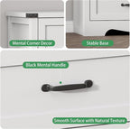 Dresser for Bedroom with 8 Drawers, 48" Wide Wood Chest of Drawers with Deep Drawers & Mental Handle, Modern Dresser TV Stand, Wooden Closet Storage Organizer for Living Room, Hallway, Entryway, White