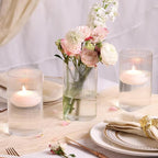 Glass Ribbed Cylinder Vases Pack of 6, Clear Ribbed Vases for Centerpieces Wedding Decoration, 6 Inch Tall Clear Flower Vase in Bulk, Hurricane Floating Candle Vase for Party Home Decor