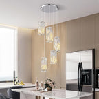 Chrome Pendant Lighting Modern Pendant Light, Mini Crystal Chandeliers,Adjustable Pendant Light Fixture for Kitchen Island Dinning Room Bedroom (5 Light)