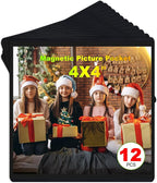 Black Magnetic Picture Frame 4X4 for Refrigerator,12 pack,Square Photo Magnets Sleeves