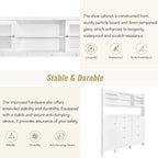 Ball & Cast Tipping Bucket 3-Tier Shoe Cabinet with 6 Flip Drawers and Storage Shelf,Entryway Hall Tree with Tempered Glass Doors and 4 Hooks,for Hallway,Mudroom,Living Room,White