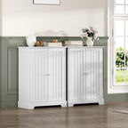 ChooChoo Bathroom Floor Cabinet, Modern Bathroom Storage Cabinet with 2 Doors and Adjustable Shelves, Freestanding Cupboard for Living Room, White