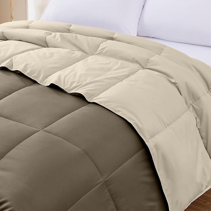 Modern Threads Down Alternative Reversible Comforter Taupe/Champagne King