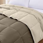 Modern Threads Down Alternative Reversible Comforter Taupe/Champagne Twin
