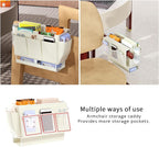 Bedside Caddy, Bed Organizer with 11 Pockets and Power Strip Holder,Versatile Bedside Storage Caddy for Home,Dorm,Bunk,Hospital,Crib Bed (2 Pack White)