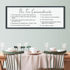 LuZhiQiang The Ten Bible Verse Wall Decor 40"×15" God Jesus Prayer for Christian Saying Catholic Scripture Sign Large Wood Framed Wall Hanging Art (Black)