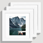 6x6 White Picture Frames set of 3, Made of Wooden and Real Glass Square Photo frame - Displays 4x4 Picture With Mat or 6 x 6 Without Mat, Desktop & Wall Collage Frame set