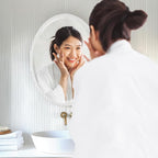 OVALCREST - Oval Wooden Beveled Wall Mirror for Home Decor, Bathroom, Vanity, Bedroom, Living Room, Hallway - London Style (Linen White) 25.1 x 37.1