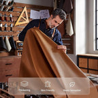 Genuine Leather Square Pouf Ottoman Footstool for Living Room, Bedroom, Indoor (Brown)