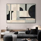 SIGNWIN 46"x72" Extra Large Framed Wall Art Modern Neutral Abstract Geometric in Black and Beige, Clean Minimalist Design for Home Living Room Bedroom Decor (Frame Assembly Required)
