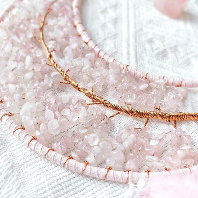 Moon Dreamcatcher Pink Crystal Tree Life Dream Catchers - Girls Children's Sweet Dreams Gift