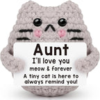 Aunt Gift Birthday Gifts for Aunt from Niece Nephew Emotional Support Crochet Cat Gifts for Auntie Small Cute Stuff Things Handmade Positive Crochet Christmas Stocking Stuffers