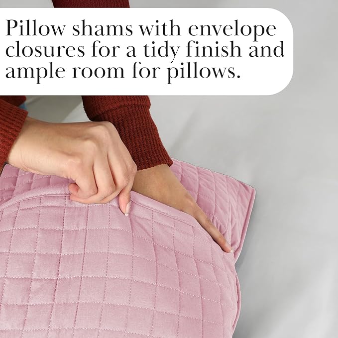 Southshore Fine Living, Inc. Pink King Quilt Set with 2 Pillow Shams, Lightweight Coverlet, King Size, Stain & Pet Hair Resistant Bedding Set, Fits Standard or California Beds, Pastel Pink