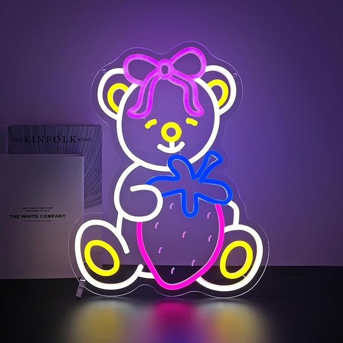 Bear Neon Sign, Neon Signs for Wall Decor Neon LED Signs Room Neon Light Up Signs Home Decor for Bedroom Club Party Bar Shop USB Operated
